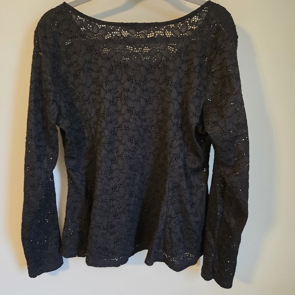 Ambiance Sheer Womens 3XL Black Lace Long Sleeve Blouse Peplum Whimsigoth Goth - Picture 7 of 12